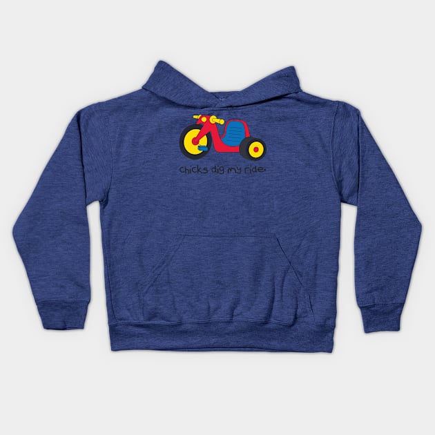 Chicks Dig My Ride Kids Hoodie by toddgoldmanart